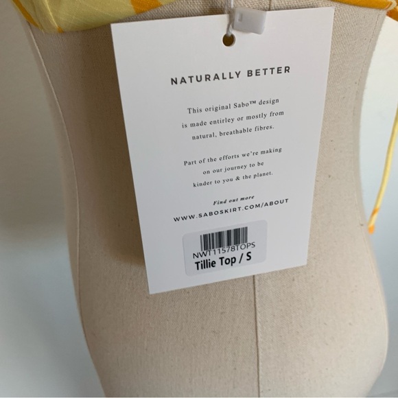 SABO Tillie Strappy Crop Top in Amalfi Citrus Print Yellow Oranges Lemon Print - Picture 8 of 13